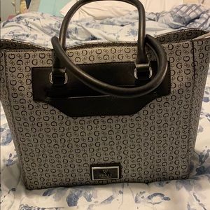 Large Guess Satchel Purse (Gray, Black, Silver)